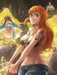 ArtStation - one piece gold ( Nami Luffy Zoro)